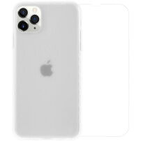 Divi mat ovitek z ojačanimi vogali + s kaljenim steklom za zaslon za iPhone 11 Pro Max - bela