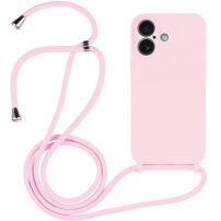 Silikonski ovitek z vrvico za iPhone 16 - roza
