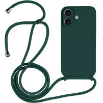 Silikonski ovitek z vrvico za iPhone 16 Plus - petrolejen