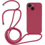 Silikonski ovitek z vrvico za iPhone 15 Plus - malina