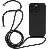 Silikonski ovitek z vrvico za iPhone 15 Pro Max - črna
