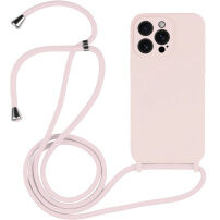 Silikonski ovitek z vrvico za iPhone 15 Pro Max - stara roza