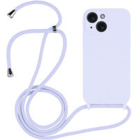 Silikonski ovitek z vrvico za iPhone 14 Plus - svetlo vijolična