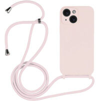 Silikonski ovitek z vrvico za iPhone 14 Plus - stara roza