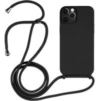 Silikonski ovitek z vrvico za iPhone 12 Pro Max - črn