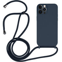 Silikonski ovitek z vrvico za iPhone 12 Pro Max - temno moder