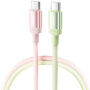 Toocki TQ-C108 polnilni in podatkovni kabel - USB-C na USB-C - 1 m - zeleno-roza