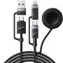 ESSAGER 3v1 univerzalen pleten polnilni in podatkovni kabel - USB-C / USB-A na magnetni plošček / USB-C / Lightning - 2 m - črn