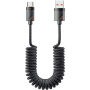 ESSAGER spiralni pleten polnilni in podatkovni Kabel - USB-A na USB-C - 1,8 m - črn