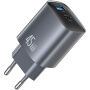USAMS CC290 GaN adapter za hitro polnjenje z vrati USB-C / USB-A - 45W - siv