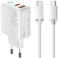 ESSAGER ES-CD55 komplet adapterja z vrati USB-C / USB-A in kabla USB-C na USB-C - 20W - 1 m - bel