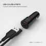 FIXED avtopolnilec s priključki USB-C / USB-A - 63W - črn