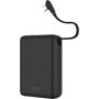 FIXED Zen 20 Loop prenosna baterija z integriranim kablom USB-C in priključki USB-C / USB-A - 20 000 mAh - črna