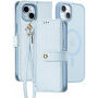 DUX DUCIS Snemljiva preklopna torbica Lawa 2v1 z MagSafe in denarnico za iPhone 15 - modra