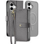 DUX DUCIS Snemljiva preklopna torbica Lawa 2v1 z MagSafe in denarnico za iPhone 16 Plus - siva