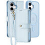 DUX DUCIS Snemljiva preklopna torbica Lawa 2v1 z MagSafe in denarnico za iPhone 16 Plus - modra