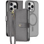 DUX DUCIS Snemljiva preklopna torbica Lawa 2v1 z MagSafe in denarnico za iPhone 16 Pro - siva