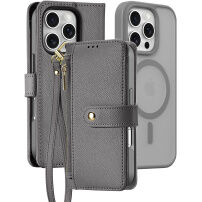 DUX DUCIS Snemljiva preklopna torbica Lawa 2v1 z MagSafe in denarnico za iPhone 16 Pro Max - siva