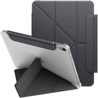 UNIQ Camden Lite etui z origami stojalom in prostorom za Apple Pencil za iPad 10,9" (2022) / 11" (2025) - temno sivo