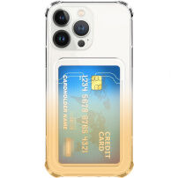 Dvobarvni transparentni etui z žepkom za kartico za iPhone 13 Pro Max - rumena