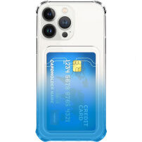Dvobarvni transparentni etui z žepkom za kartico za iPhone 13 Pro Max - modro