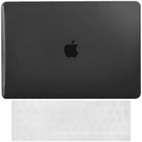 ENKAY 2v1 sijajni ovitek z ultra tankim EU pokrovom tipkovnice za MacBook Pro 15" (A1707 / A1990) - črn