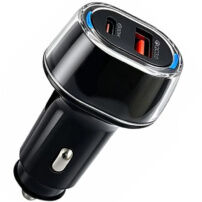 P78 avtopolnilec s priključki USB-C / USB-A - 55W - črn