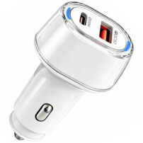 P78 avtopolnilec s priključki USB-C / USB-A - 55W - bel