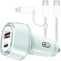 P78 komplet avtopolnilca s priključki USB-C / USB-A in Kabel USB-C na USB-C / Lightning - 55W - 1 m - mentolna