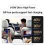 UGREENKomplet avtomobilskega polnilnika EC604 z 2 vhodoma USB-C / USB-A in podaljšljivim kablom USB-C - 145 W - 70 cm - siv