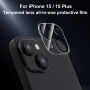 XDcase Kaljeno steklo za zaščito leč zadnje kamere za iPhone 15 / 15 Plus - črno