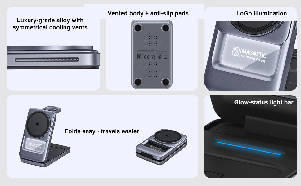 Q29 Qi2.2 3v1 zložljivo magnetno Brezžični Stojalo za iPhone / Apple Watch / AirPods - 25W - belo