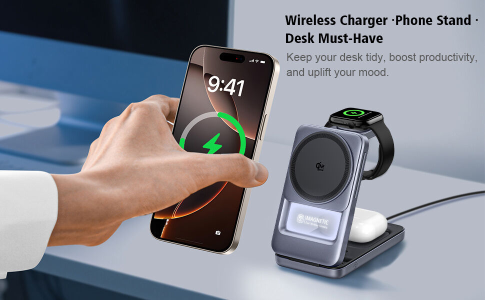 Q29 Qi2.2 3v1 zložljivo magnetno Brezžični Stojalo za iPhone / Apple Watch / AirPods - 25W - belo