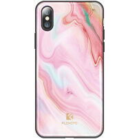 Zaščitna prevleka FLOVEME z utrjenim plastičnim premazom za Apple iPhone XS - roza ahat