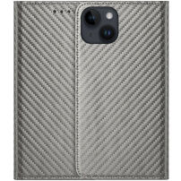 Flip ovitek z vzorcem karbonskih vlaken za iPhone 13 - siva