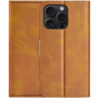 Flip etui iz PU usnja za iPhone 15 Pro - sedlo rjavo