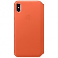 Usnjeni ovitek Apple Folio za iPhone XS Max - temno oranžna