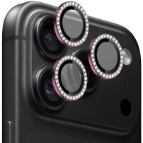 ENKAY stekla s kamenčki za zaščito leč zadnje kamere za iPhone 18 Pro / 18 Pro Max - vinsko rdeča