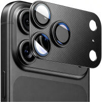 ENKAY Kaljeno steklo s kovinskim okvirjem za zaščito leč kamere za iPhone 18 Pro Max - črno