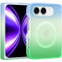 Transparenten ovitek z barvnim prelivom in MagSafe za iPhone Duo - modro-zelen