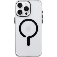 Prozoren Ovitek iz trde plastike s črnim MagSafe za iPhone 15 Pro Max - prozoren