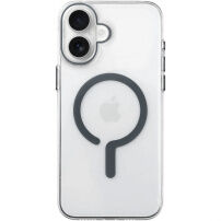 Transparenten ovitek iz trde plastike s sivim MagSafe za iPhone 16 - prozoren