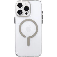 Transparenten ovitek iz trde plastike z bež MagSafe za iPhone 16 Pro - prosojen