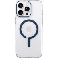 Transparenten Ovitek iz trde plastike z modrim MagSafe za iPhone 16 Pro Max - prozoren