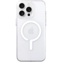 Transparenten ovitek iz trde plastike z belim MagSafe za iPhone 16 Pro Max - prosojen