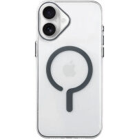 Transparenten ovitek iz trde plastike s sivim MagSafe za iPhone 17 - prozoren