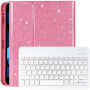 Bleščeč Etui s tipkovnico in prostorom za Apple Pencil za iPad Air 4 (2020) / Air 5 (2022) / Air 11" (2024-2026) - roza
