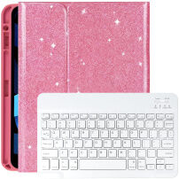 Bleščeč Etui s tipkovnico in prostorom za Apple Pencil za iPad 9,7" (2017/2018) / Air 1 / 2 / Pro 9,7" - roza