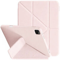 XDcase Y-fold Etui z origami Stojalo in prostorom za Apple Pencil za iPad Pro 12,9" (2018-2022) - roza