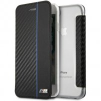 Kovček za knjige BMW Carbon za iPhone 7/8 - črna